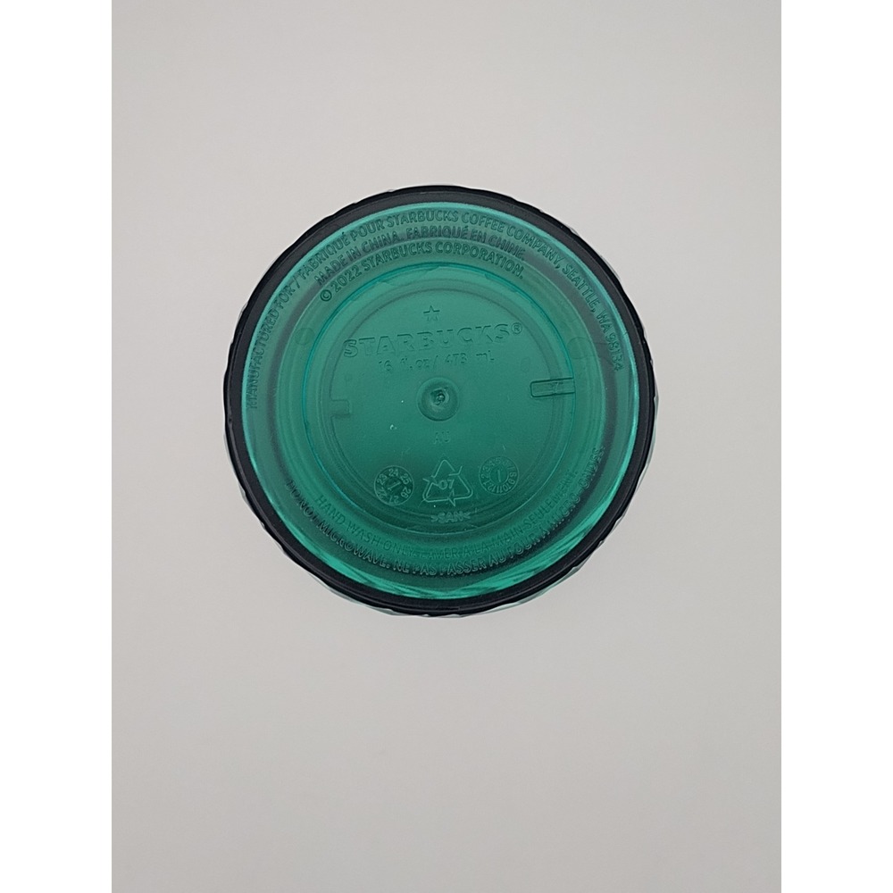 Starbucks 2022 Teal Emerald Green Iridescent Swirl 16oz Cold Cup Tumbler Lid - Picture 3 of 7
